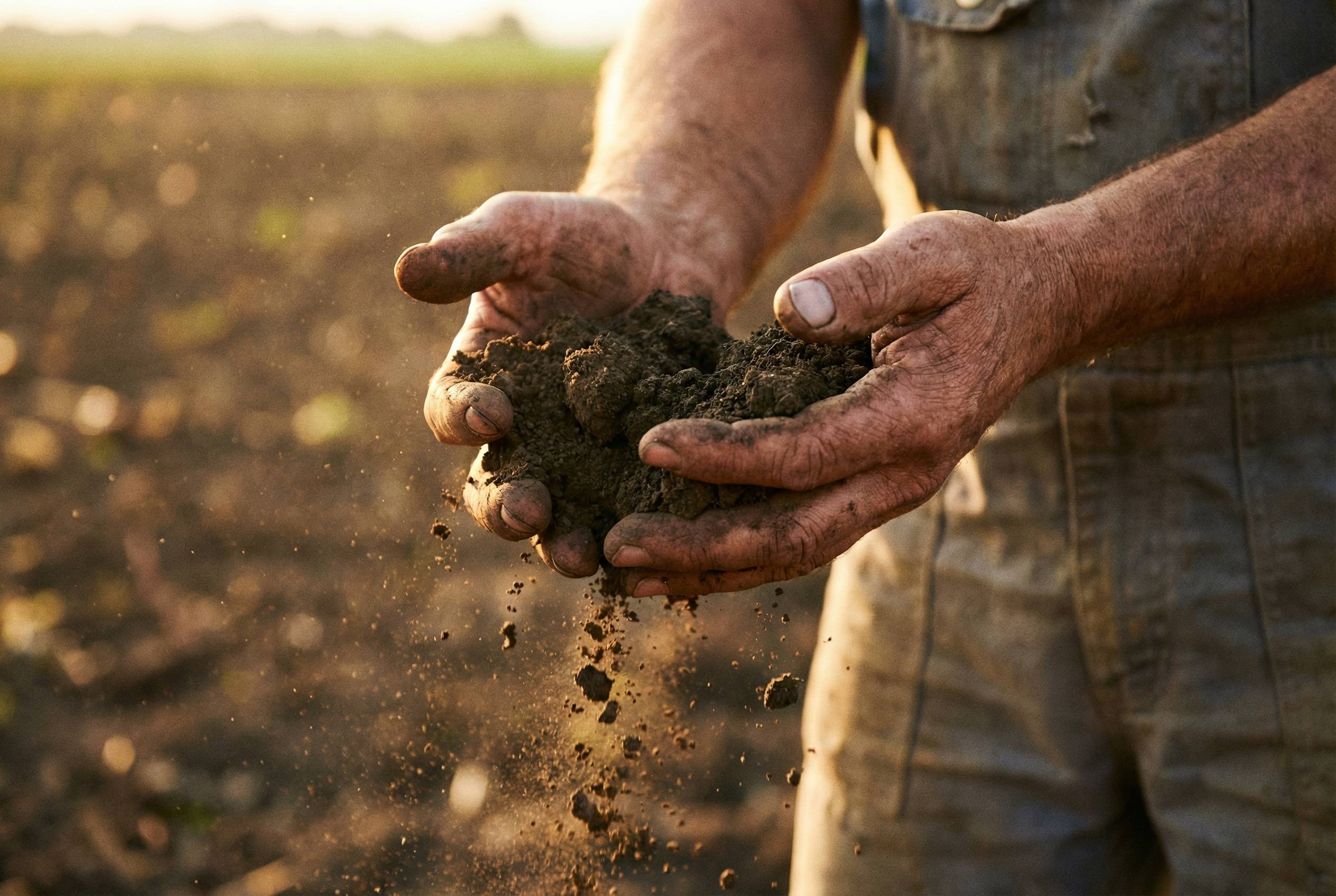 Фермер с плодородной почвой