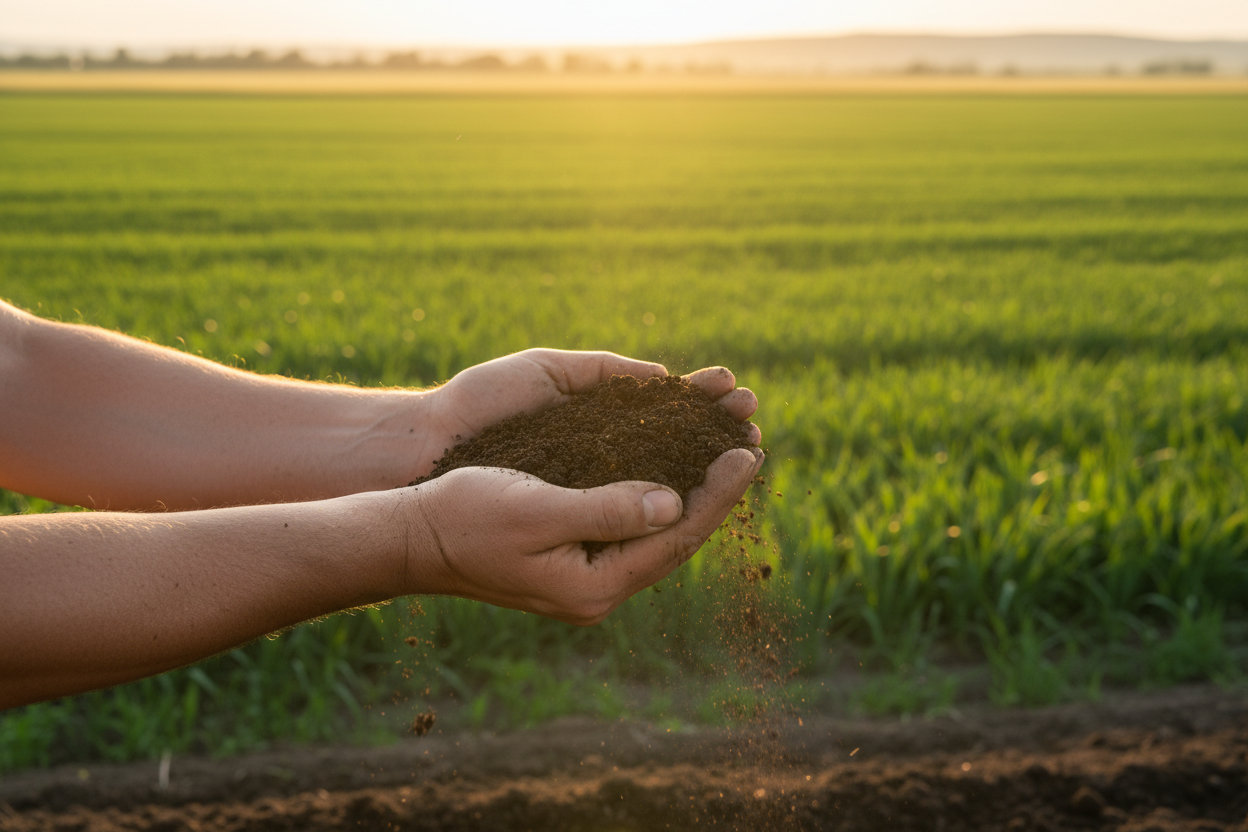 Органическое удобрение в руках